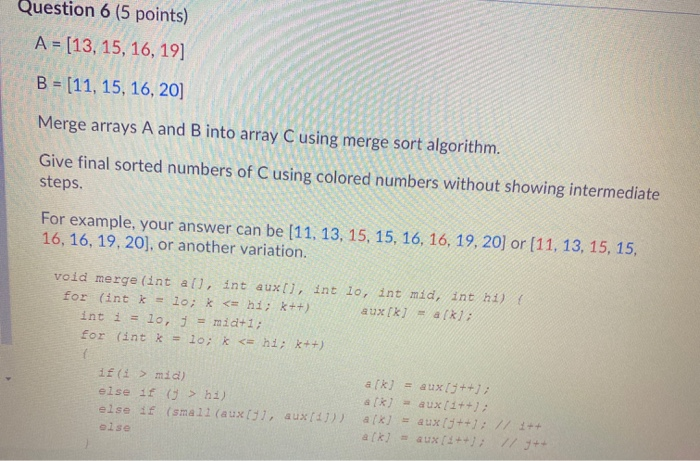 Solved Question 6 (5 points) A = (13, 15, 16, 19] B = [11, | Chegg.com