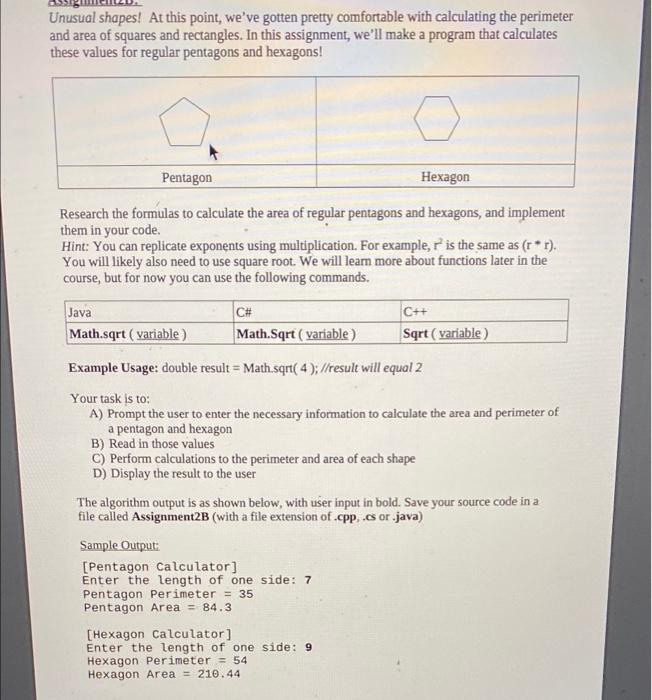 Solved Unusual shapes! At this point, we've gotten pretty | Chegg.com