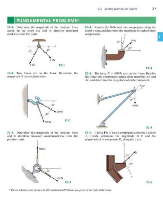Solved 23 Vector ADOTION OF FORCES 27 FUNDAMENTAL PROBLEMS* | Chegg.com