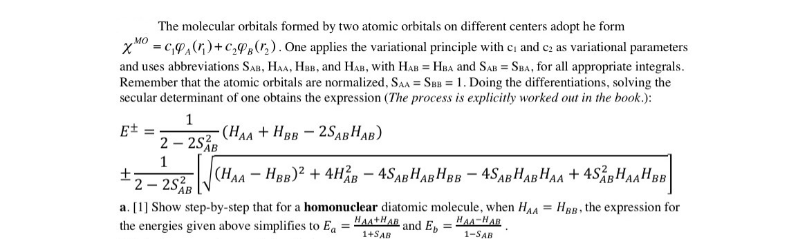 Solved The molecular orbitals formed by two atomic orbitals | Chegg.com
