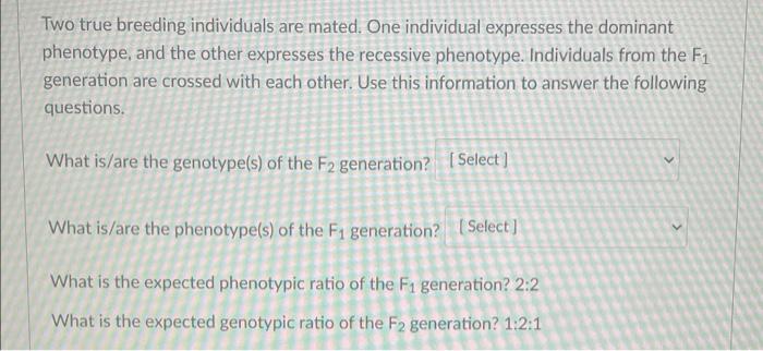 Solved Two True Breeding Individuals Are Mated One