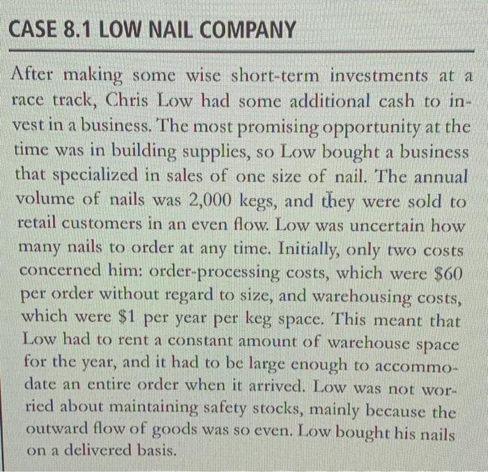 case study low nail company