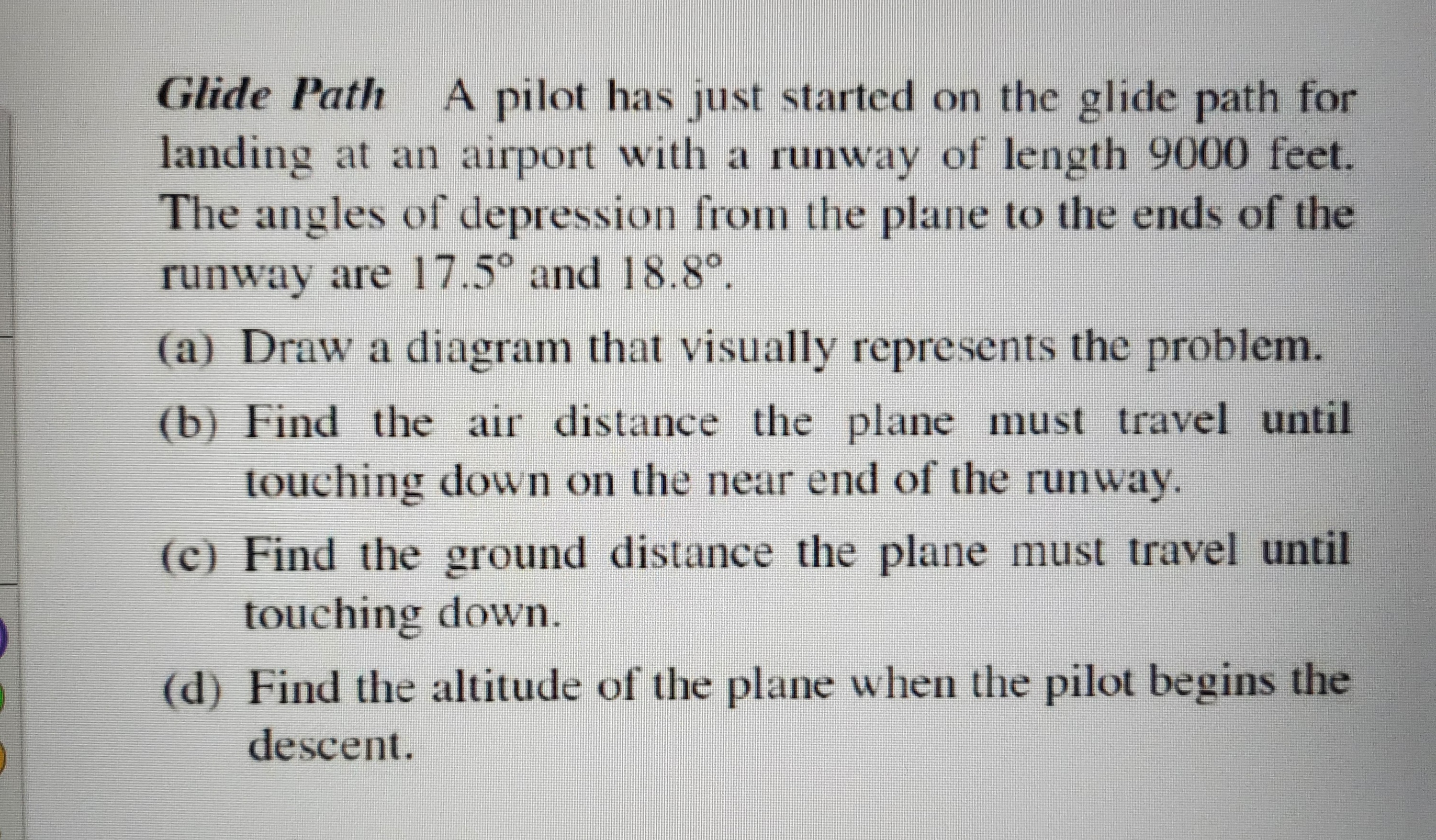 Solved Glide Path A pilot has just started on the glide path | Chegg.com