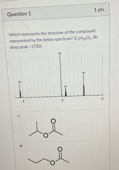 Solved 1 pts Question 1 Which represents the structure of | Chegg.com