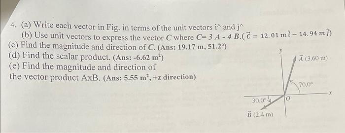 Solved 4. (a) Write each vector in Fig. in terms of the unit | Chegg.com