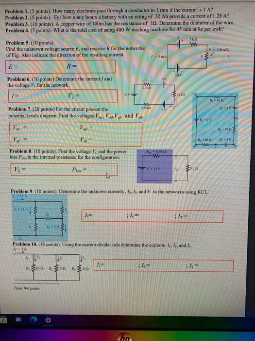 Solved Problem 1. (5 points). How many electrons pass | Chegg.com