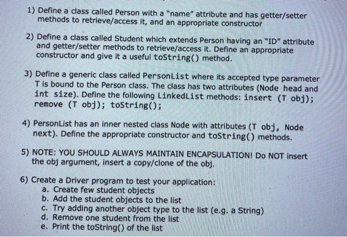 Wind fort Mediator Solved 1) Define a class called Person with a "name" | Chegg.com