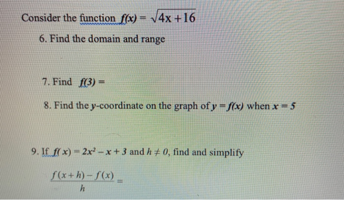 Solved Consider the function f(x) = 4x +16 6. Find the | Chegg.com