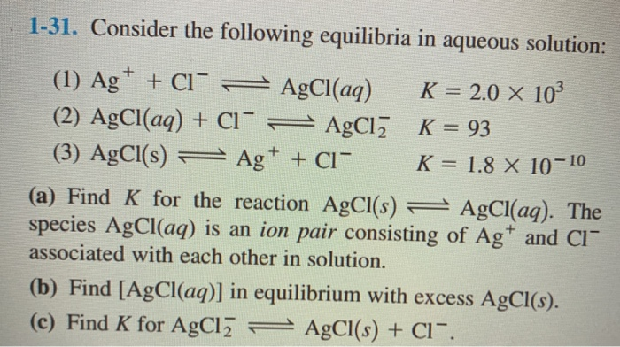 Solved 1 31 Consider The Following Equilibria In Aqueous Chegg Solved 1 31 Consider The Following Equilibria In Aqueous Chegg