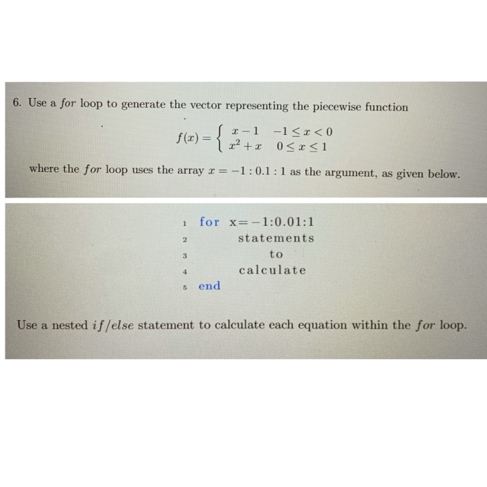 Solved 6. Use a for loop to generate the vector representing | Chegg.com