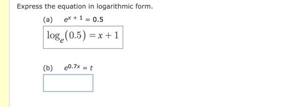 Solved Express The Equation In Logarithmic Form. (a) | Chegg.com