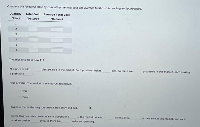 Solved Complete the following table by computing the total | Chegg.com