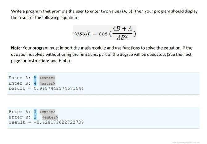 Solved Write a program that prompts the user to enter two | Chegg.com