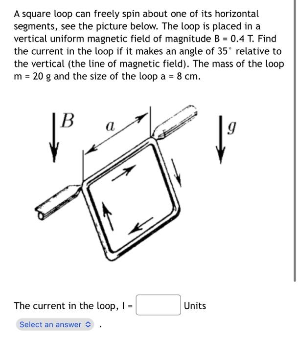 Solved A square loop can freely spin about one of its | Chegg.com