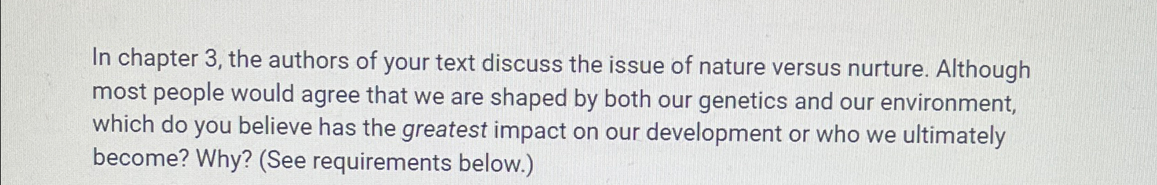 Solved In chapter 3, ﻿the authors of your text discuss the | Chegg.com