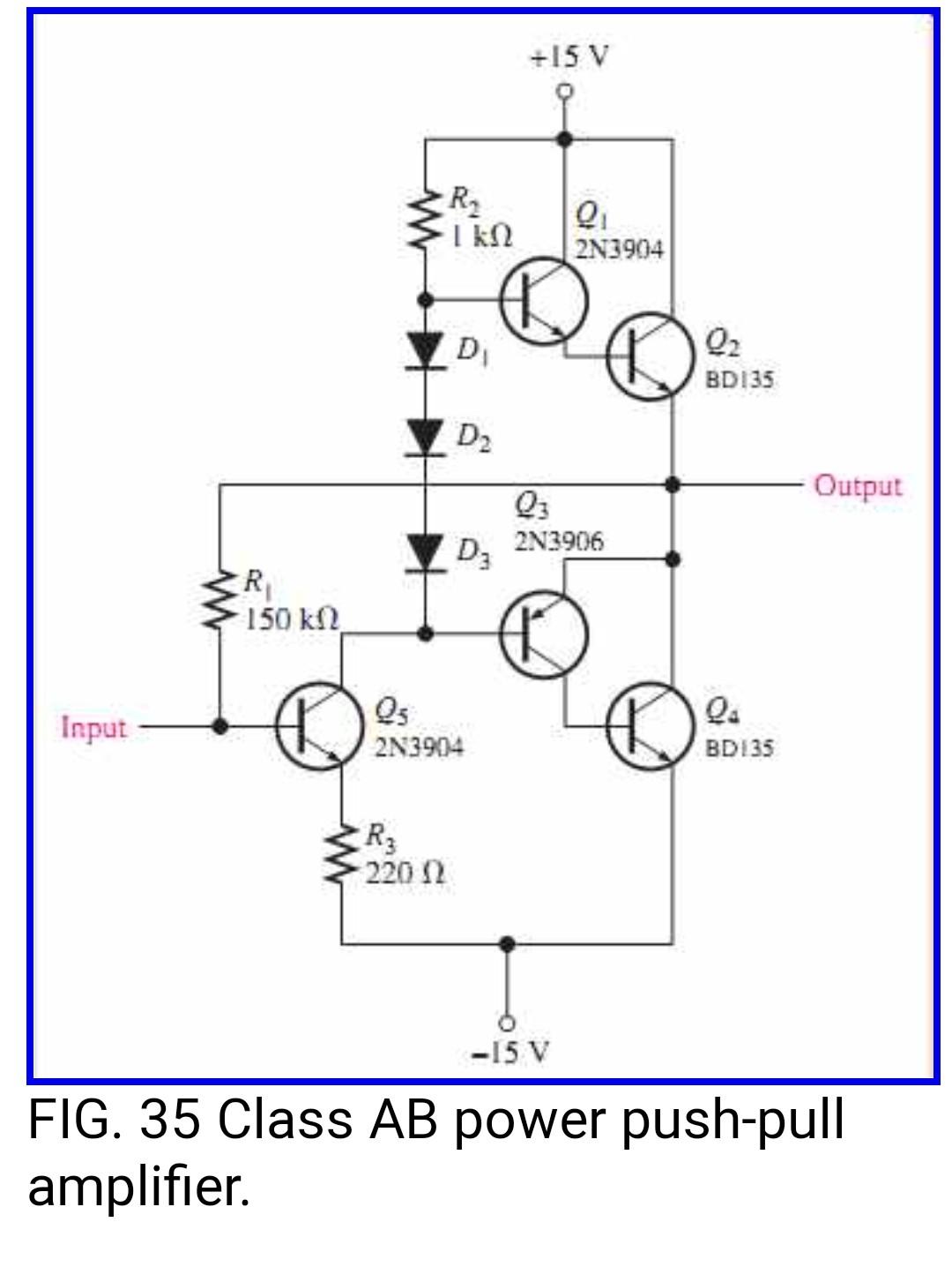 Figure 35 A Class AB power amplifier circuit which | Chegg.com