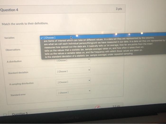 Solved Question 4 3 pts Match the words to their definitions | Chegg.com