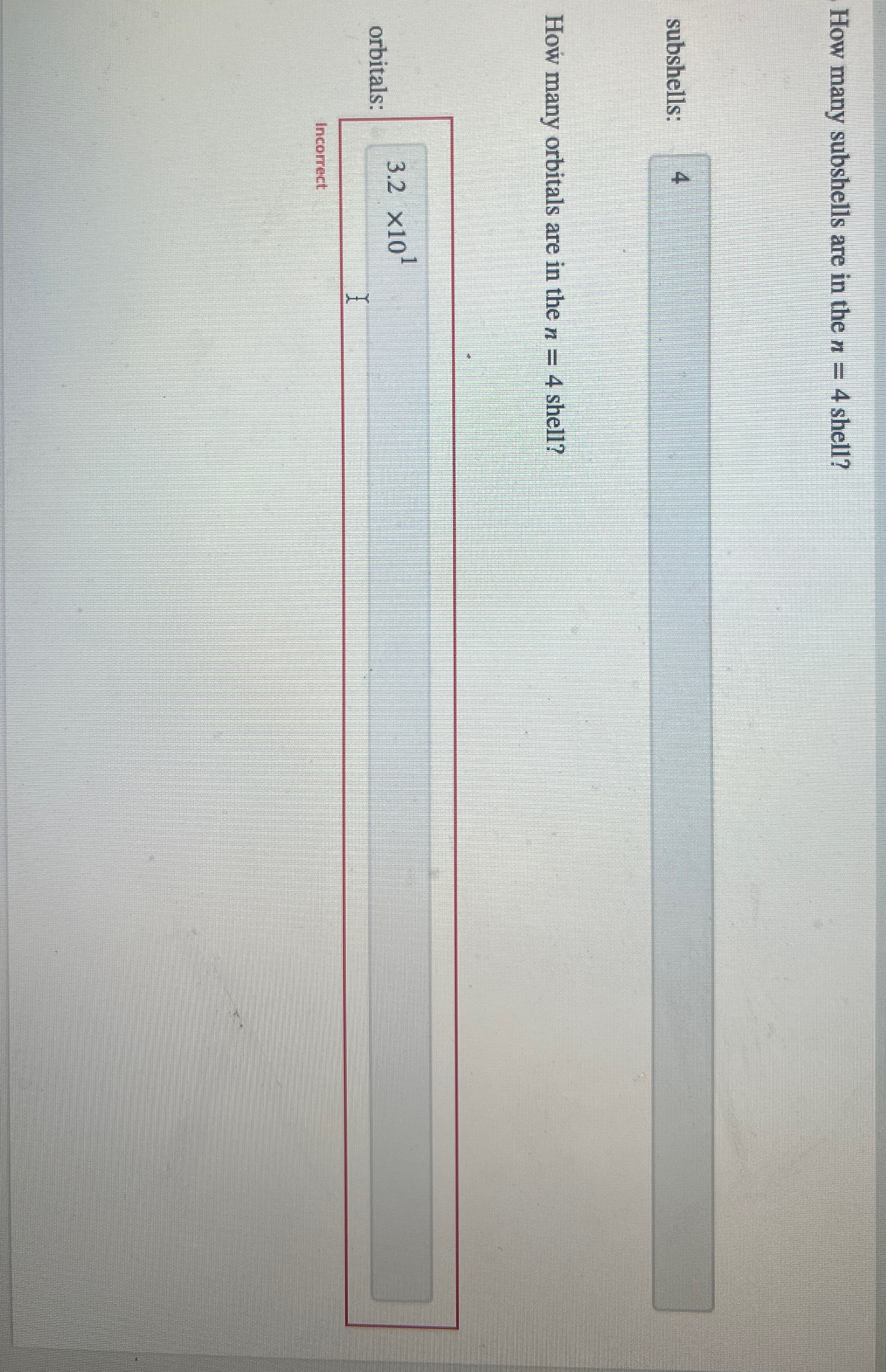 Solved How many subshells are in the n=4 | Chegg.com