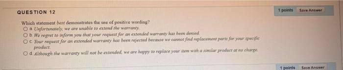 Solved Save Answer QUESTION 12 1 points Which statement best | Chegg.com
