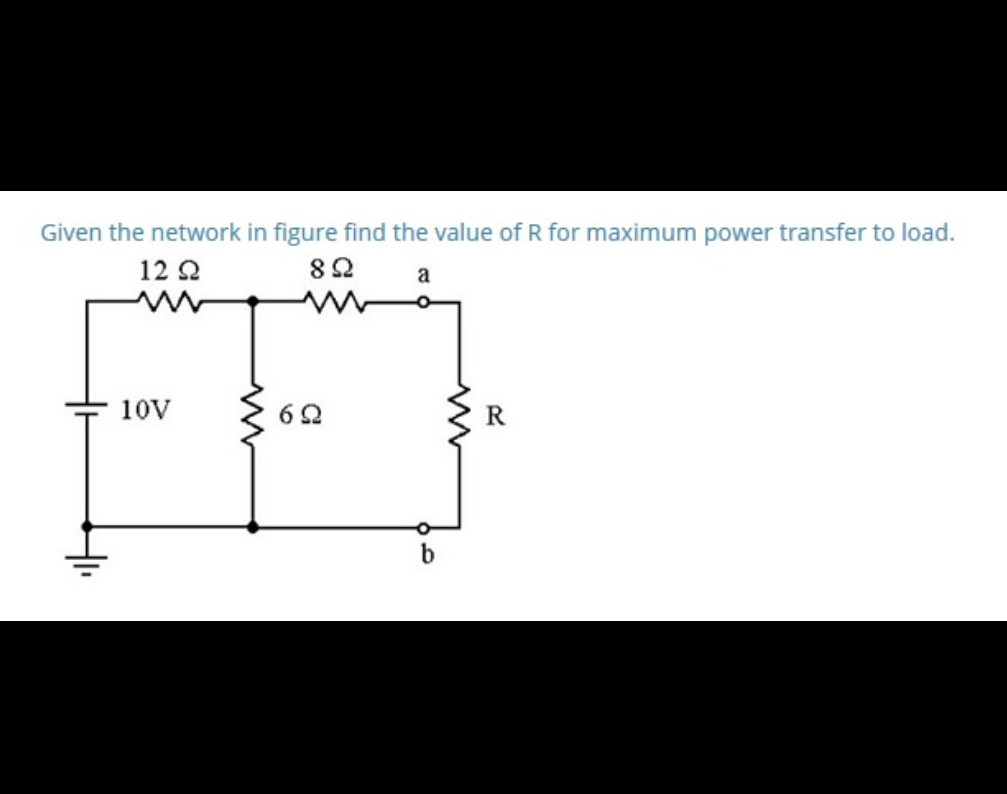 Solved Given the network in figure find the value of R for | Chegg.com