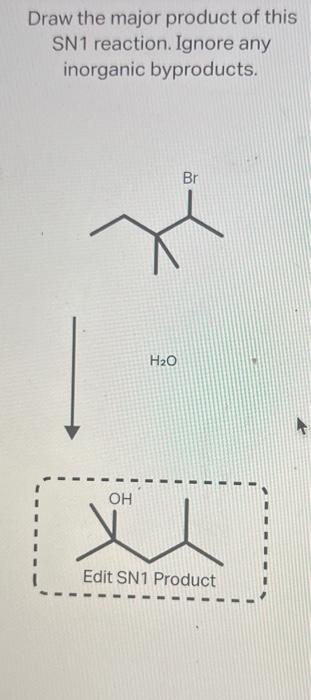 Draw the major product of this SN1 reaction. Ignore any inorganic byproducts.