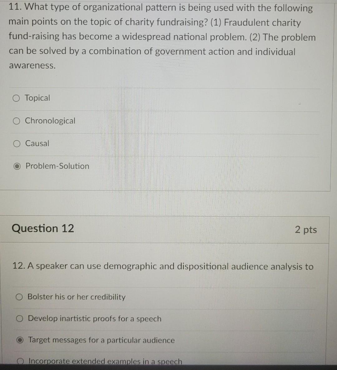 Solved 1. The problem-solution format for a speech to | Chegg.com image.
