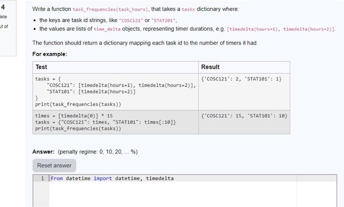Solved Write a function task_frequencles(task_hours), that | Chegg.com