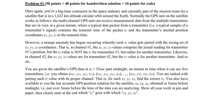 Solved Problem \#1 ( 50 points =40 points for handwritten | Chegg.com