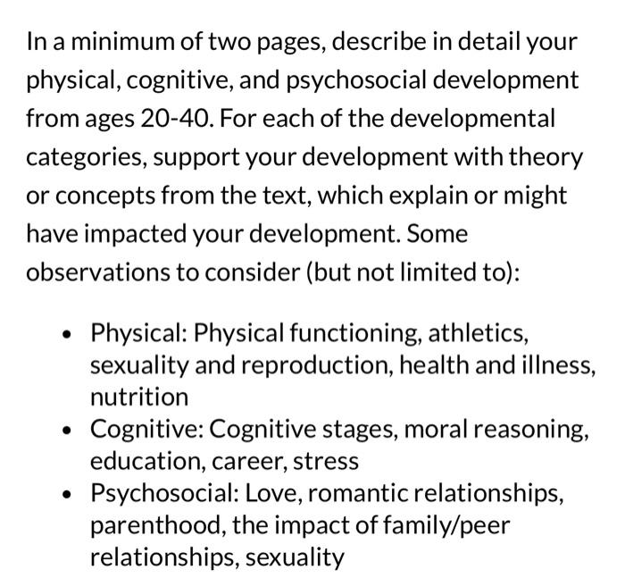 Cognitive and 2024 psychosocial development