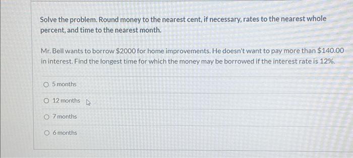 Solved Solve the problem. Round money to the nearest cent, | Chegg.com