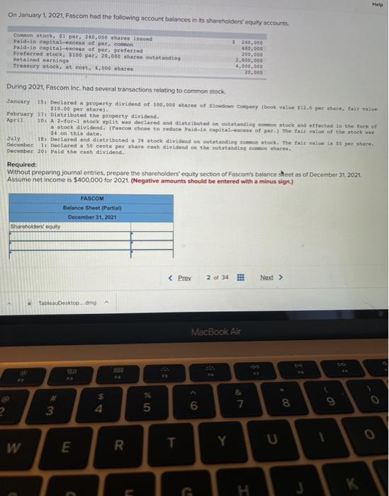 Solved Help On January 1, 2021. Fascom had the following | Chegg.com