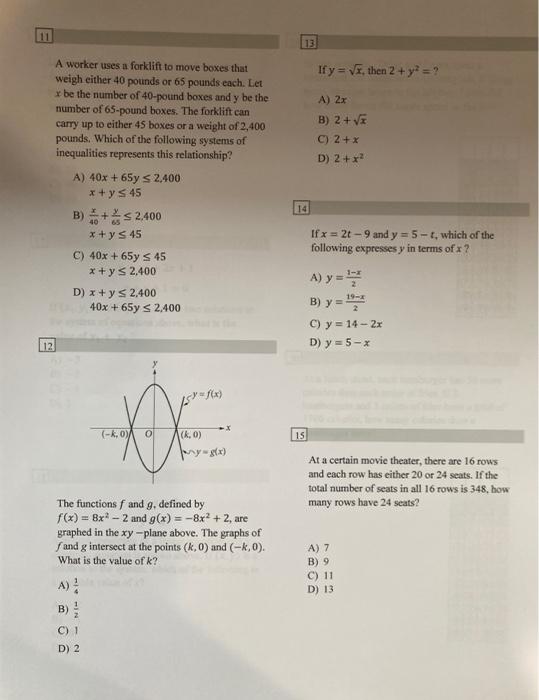 Solved 1 4 Which ordered pair (x,y) satisfies the system of