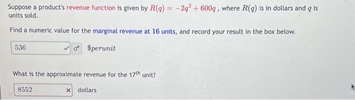 Solved Suppose a product's revenue function is given by | Chegg.com