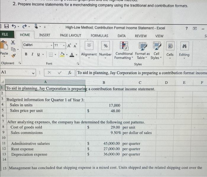 Solved 2. Prepare income statements for a merchandising | Chegg.com