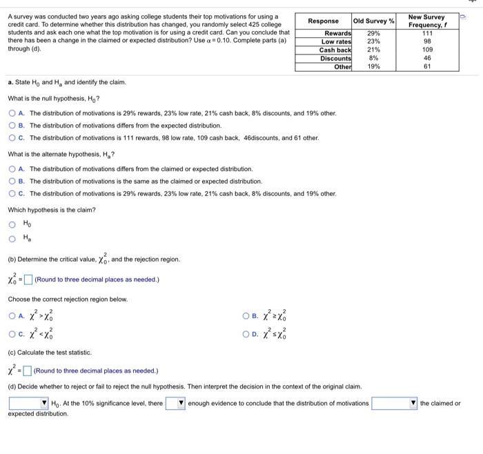 Solved New Survey Frequency, 1 A survey was conducted two | Chegg.com