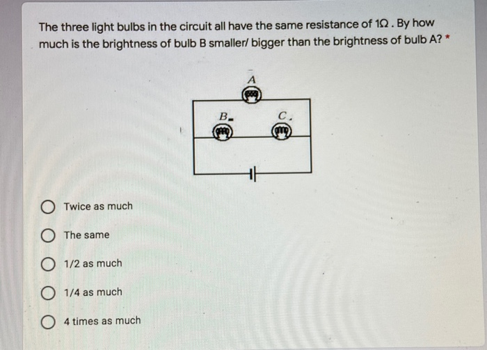 Solved The three light bulbs in the circuit all have the | Chegg.com