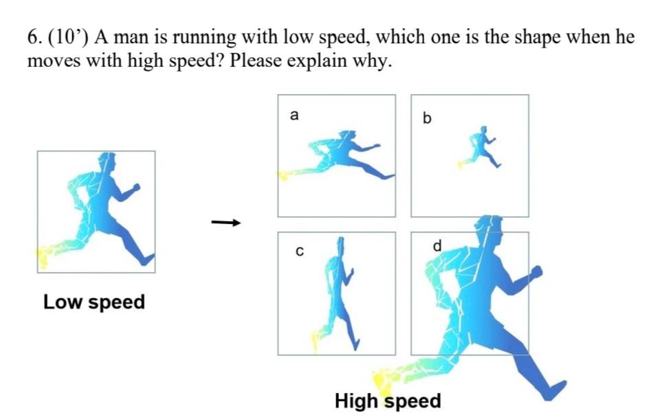 6. (10') A man is running with low speed, which one | Chegg.com