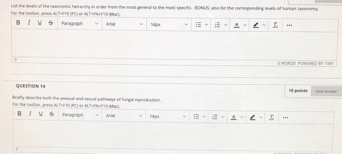 Solved List the levels of the taxonomic helrarchy in order | Chegg.com