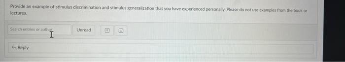 Solved Provide an example of stimulus discrimination and | Chegg.com