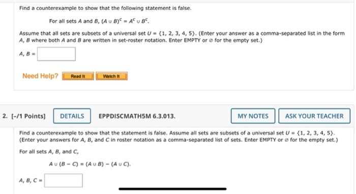 Solved Find A Counterexample To Show That The Following | Chegg.com