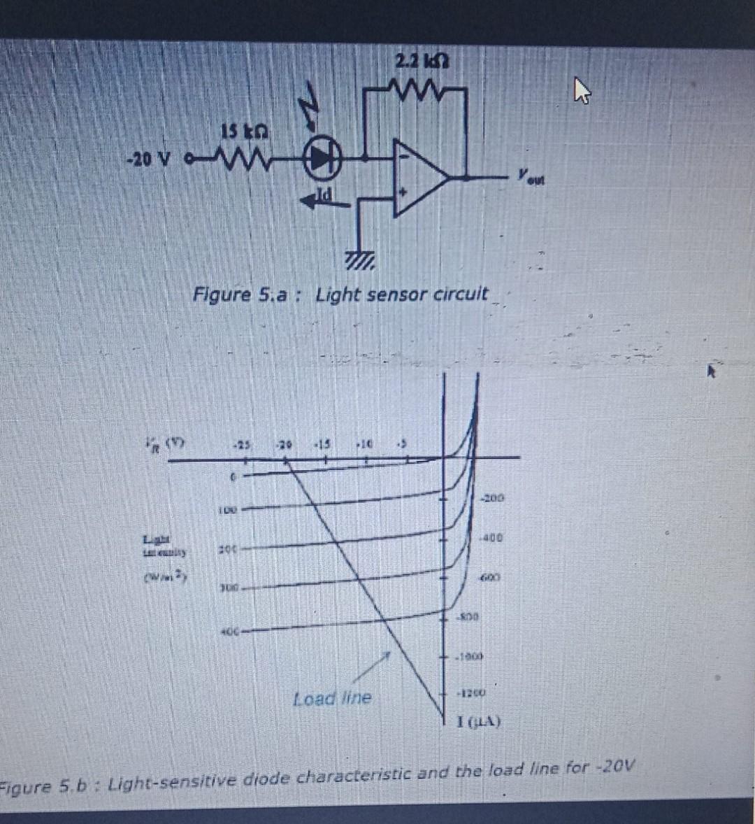 Solved 95 (10 marks) Consider the light sensor circuit shown | Chegg.com