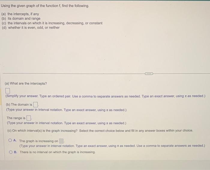 Solved Using The Given Graph Of The Function F Find The Chegg Com