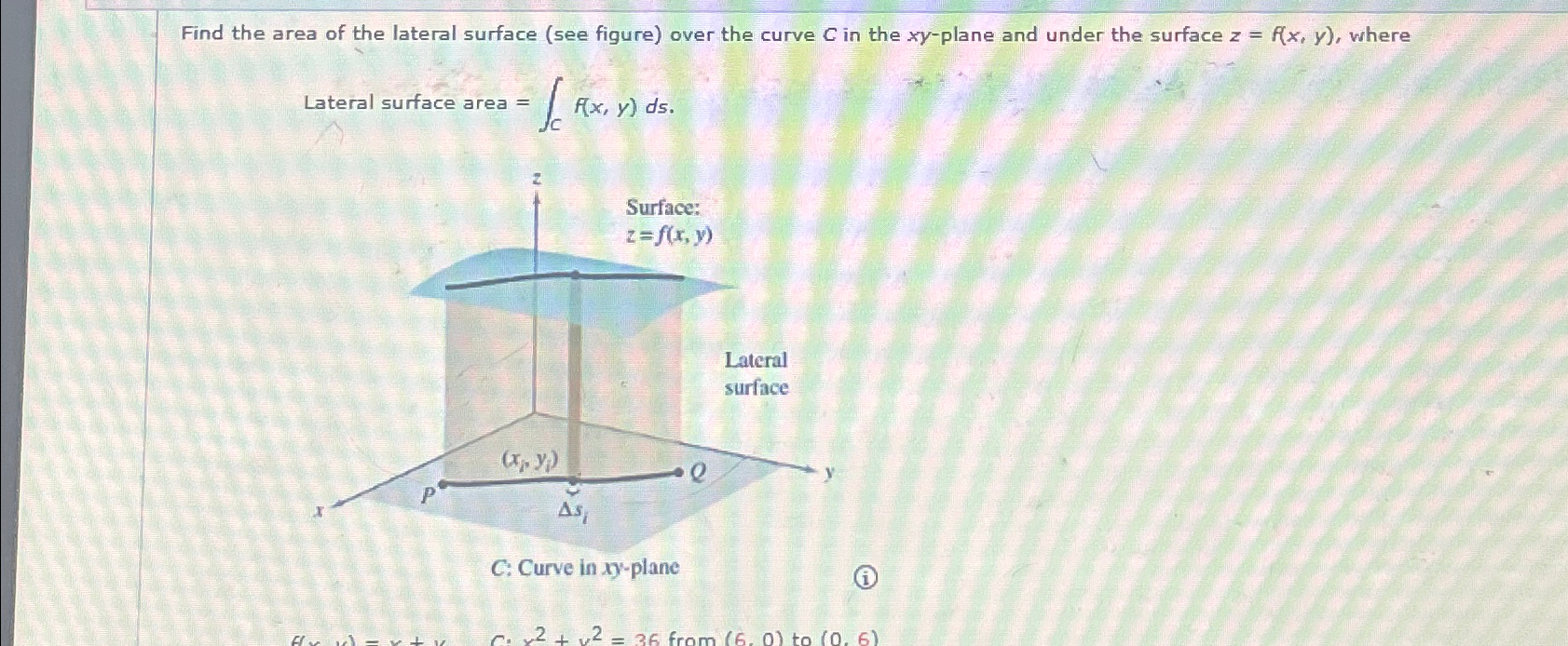 Find the area of the lateral surface (see figure) | Chegg.com