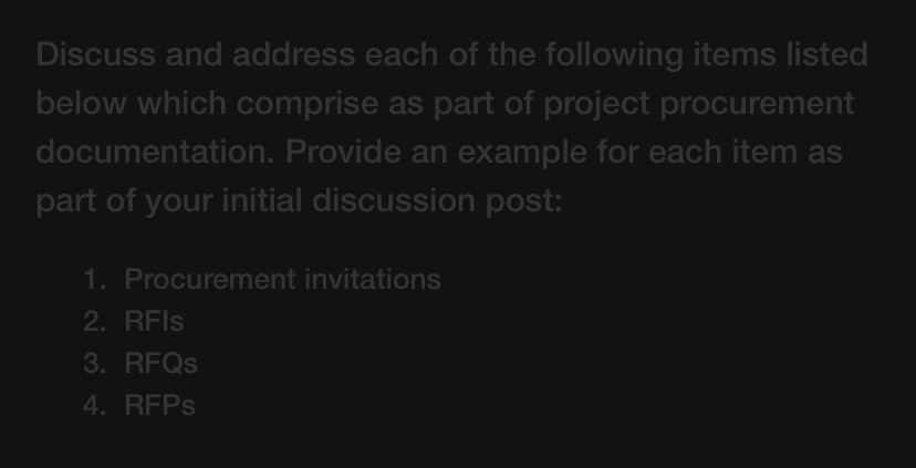 Solved Discuss and address each of the following items | Chegg.com