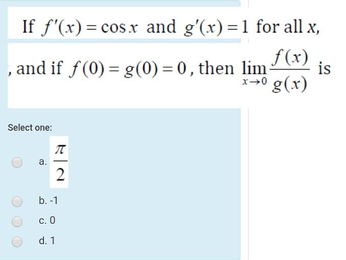Solved If F X Cos X And G X 1 For All X And If F Chegg Com
