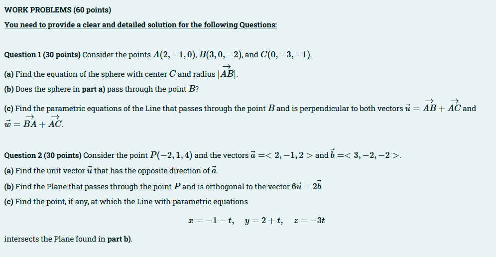 Solved WORK PROBLEMS (60 ﻿points)You need to provide a clear | Chegg.com