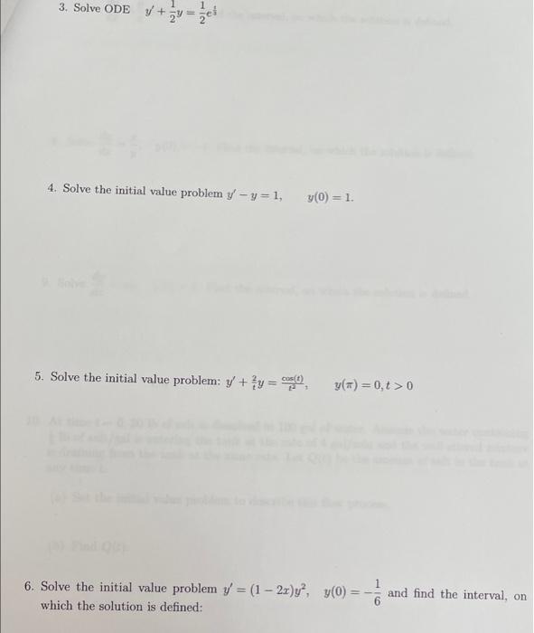 Solved 3. Solve ODE + veel 4. Solve the initial value | Chegg.com