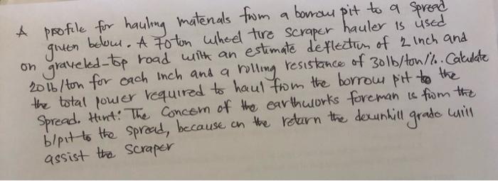 A profile for hauling materials from a borrow pit to | Chegg.com