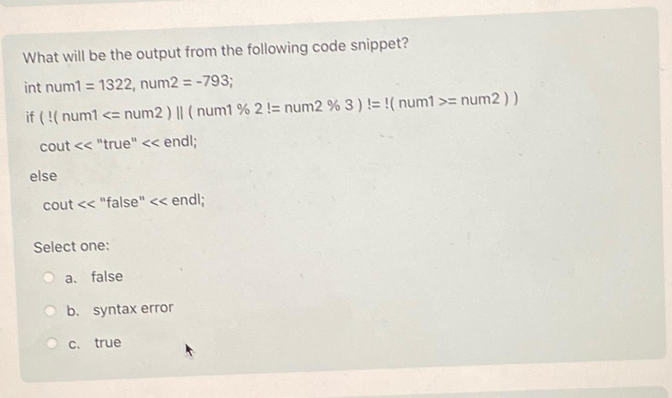 Solved What will be the output from the following code | Chegg.com
