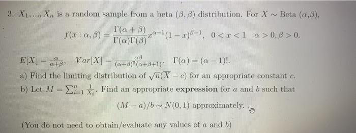 Solved 3 X1 X Is A Random Sample From A Beta 1 8 Chegg Com